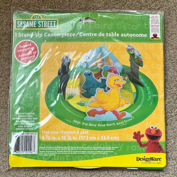 1 Sesame Street Stand-Up Centerpiece Big Bird Grover Cookie Monster Designware - Picture 1 of 2